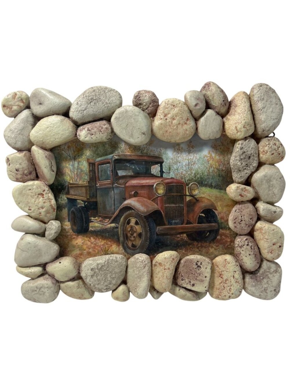 Rustic Stone Frame With Vintage Truck Print 4x6 Prinz No. 3537-461 Tabletop Or W